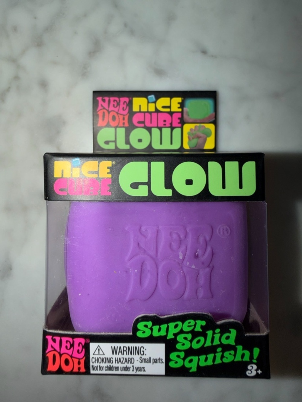 NWT NEE DOH VIRAL Nice Cube Glow Super Solid Squish Toy Purple